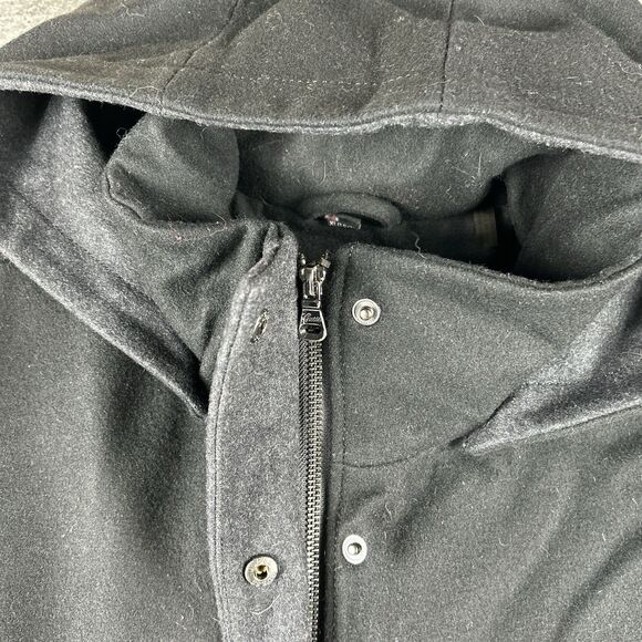 Guess Wool Blend Pea Coat Womens Sz XL Colorblock Charcoal Black Snap Zip Up - Picture 4 of 10